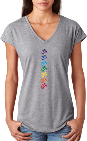 Chakra OMS Triblend V-neck Yoga Tee Shirt