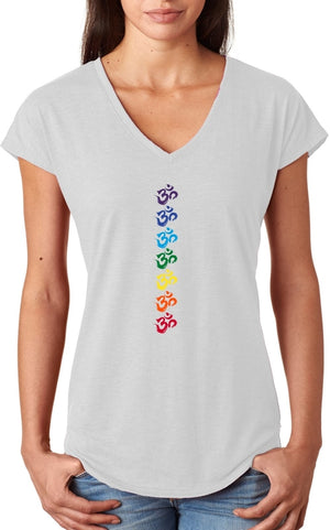 Chakra OMS Triblend V-neck Yoga Tee Shirt