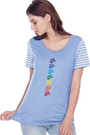 Chakra OMS Striped Multi-Contrast Yoga Tee Shirt