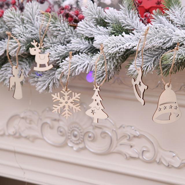 Christmas 10 Pieces DIY Wooden Pendant Ornaments