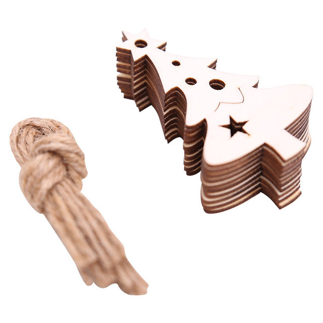 Christmas 10 Pieces DIY Wooden Pendant Ornaments