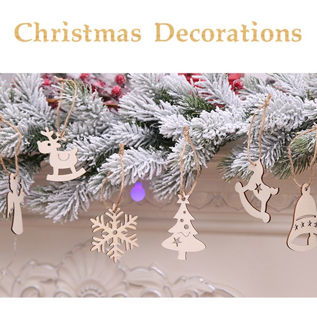Christmas 10 Pieces DIY Wooden Pendant Ornaments