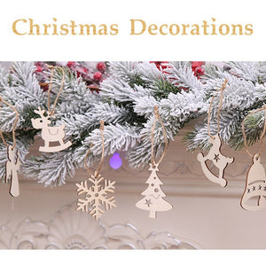 Christmas 10 Pieces DIY Wooden Pendant Ornaments