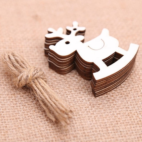 Christmas 10 Pieces DIY Wooden Pendant Ornaments