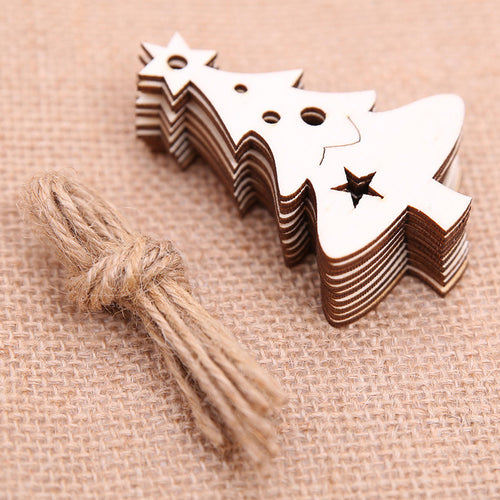 Christmas 10 Pieces DIY Wooden Pendant Ornaments