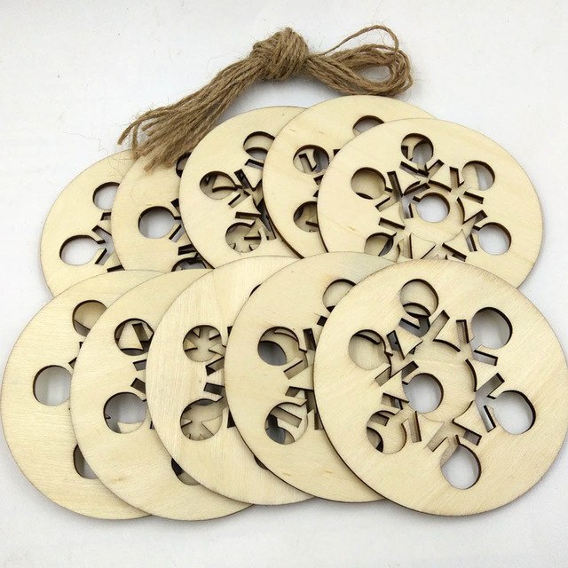 Christmas 10Pcs Wood Craft Ornament DIY Christmas