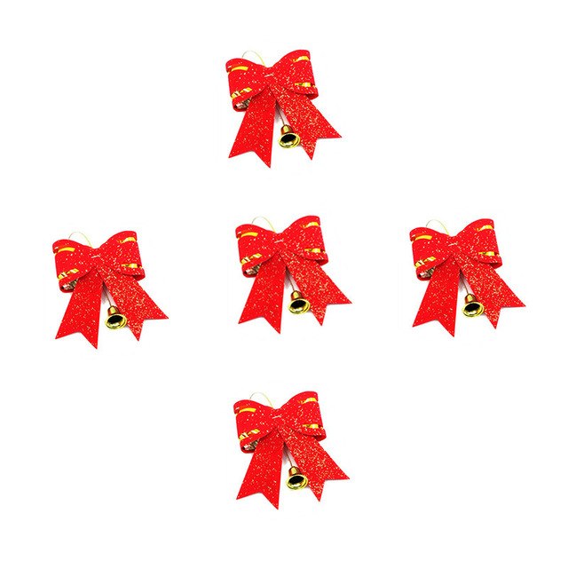 Christmas 5 X Red and Gold Christmas Tree Bows Bow