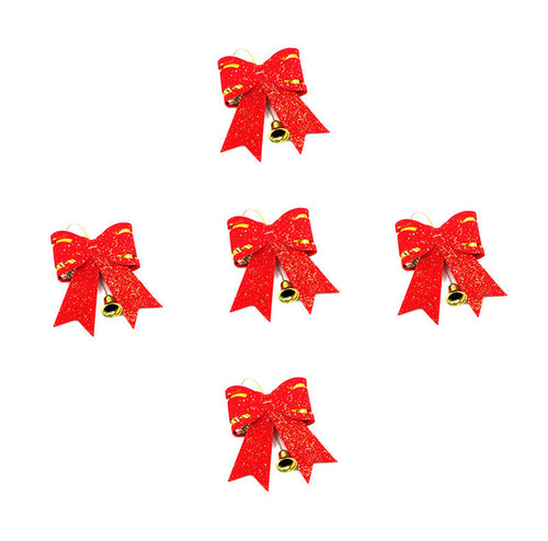 Christmas 5 X Red and Gold Christmas Tree Bows Bow