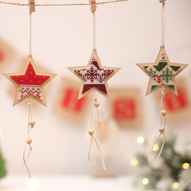 Christmas Christmas decoration wooden five-pointed