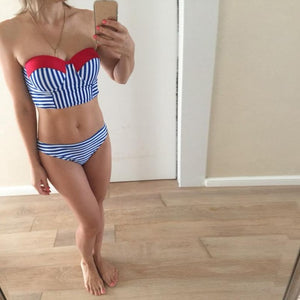 Fancinating Women's Swimwear Set Striped Swimsuit