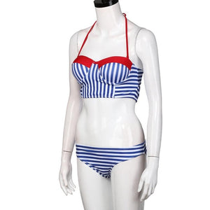 Fancinating Women's Swimwear Set Striped Swimsuit