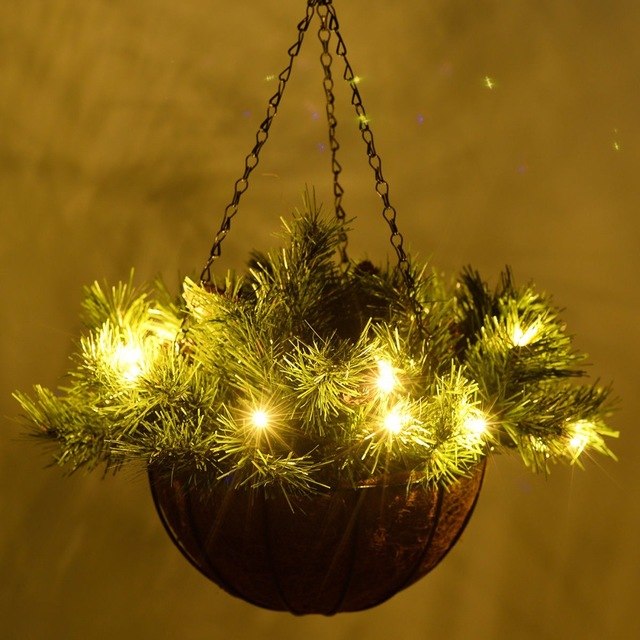 12" Pre-lit Christmas Hanging Basket
