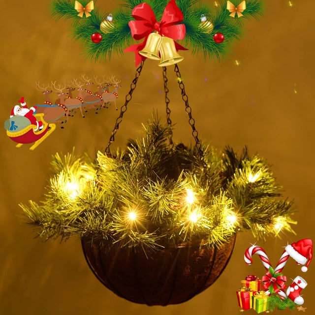 12" Pre-lit Christmas Hanging Basket