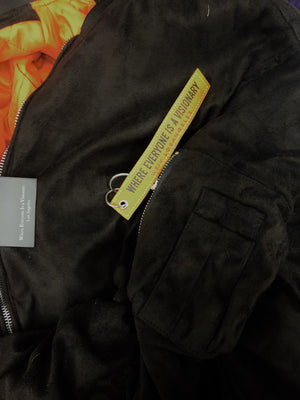 FAUX SUEDE BOMBER- BLACK