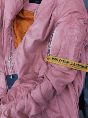FAUX SUEDE BOMBER- CORAL