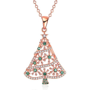 18K Rose Gold Plated Christmas Tree Green