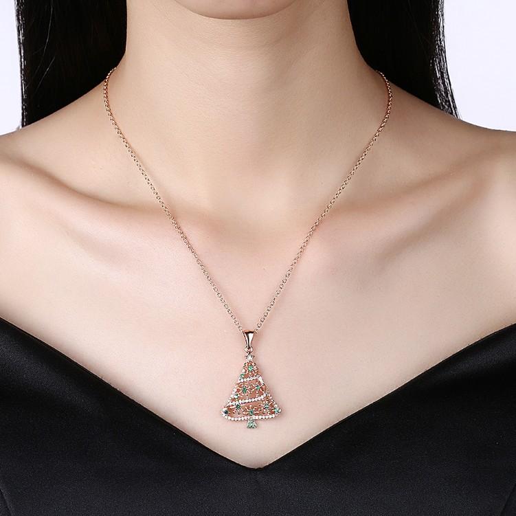 18K Rose Gold Plated Christmas Tree Green