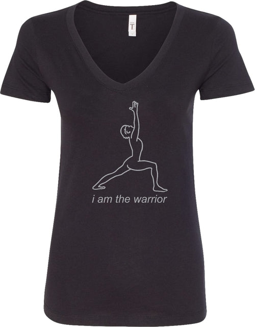 Womens Yoga T-shirt Line Warrior Blended V-neck