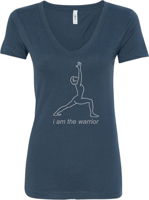 Womens Yoga T-shirt Line Warrior Blended V-neck