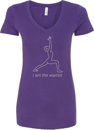 Womens Yoga T-shirt Line Warrior Blended V-neck