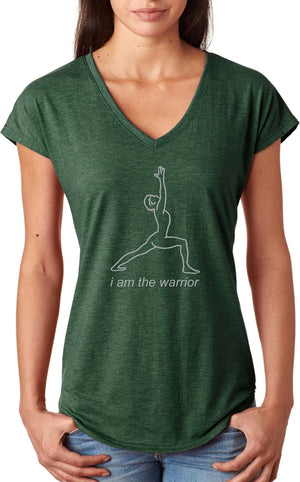 Womens Yoga T-shirt Line Warrior Triblend V-neck