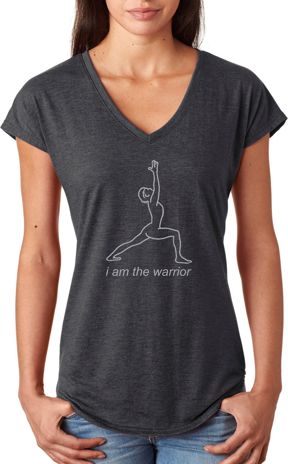 Womens Yoga T-shirt Line Warrior Triblend V-neck