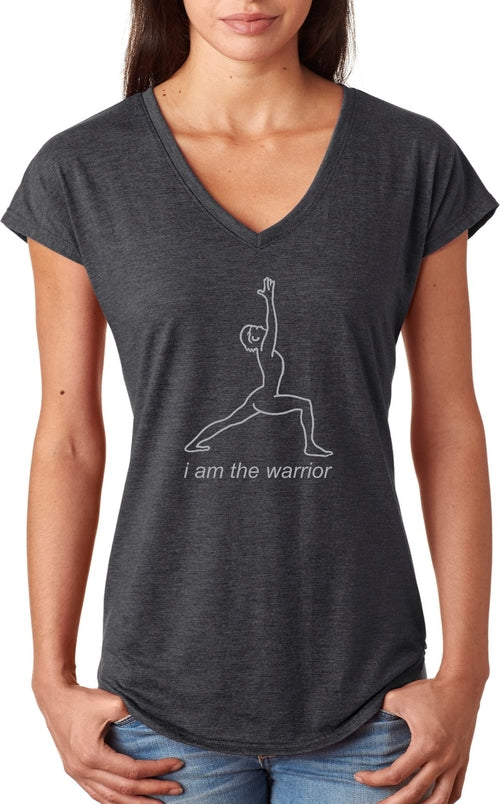 Womens Yoga T-shirt Line Warrior Triblend V-neck