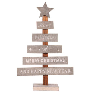 Mini Wooden Merry Christmas Tree Desk Table Decor