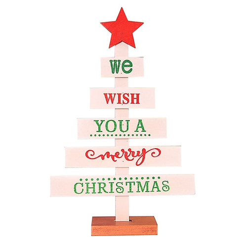 Mini Wooden Merry Christmas Tree Desk Table Decor