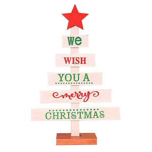 Mini Wooden Merry Christmas Tree Desk Table Decor