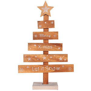 Mini Wooden Merry Christmas Tree Desk Table Decor