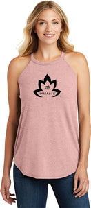 Black Namaste Lotus Triblend Yoga Rocker Tank Top