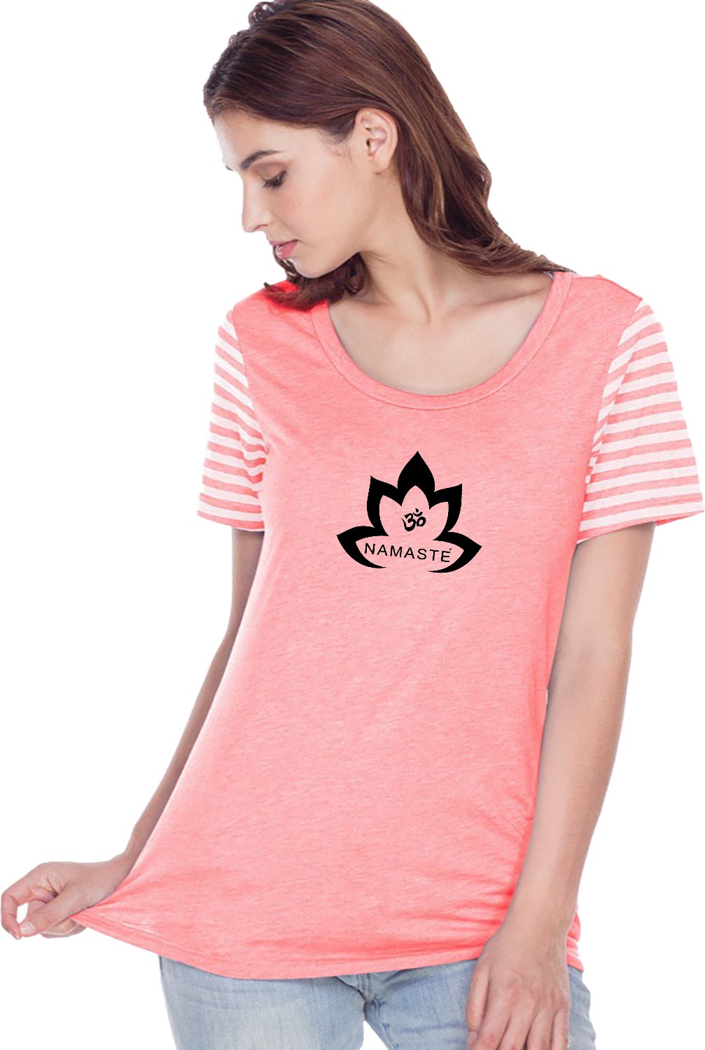 Black Namaste Lotus Striped Multi-Contrast Yoga
