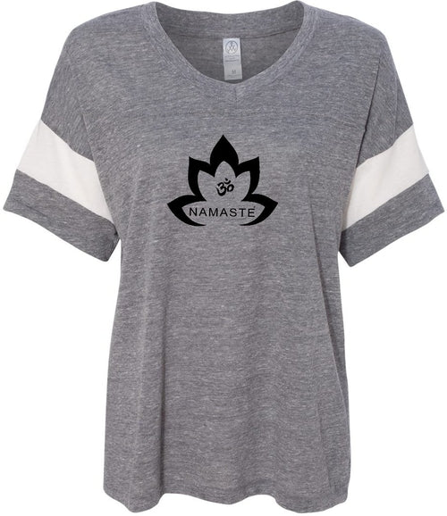 Black Namaste Lotus Eco-Friendly V-neck Yoga Tee