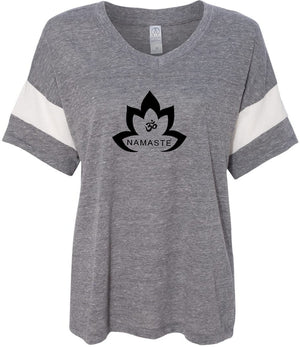 Black Namaste Lotus Eco-Friendly V-neck Yoga Tee