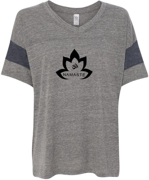 Black Namaste Lotus Eco-Friendly V-neck Yoga Tee