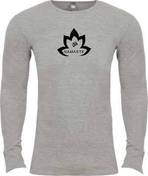 Black Namaste Lotus Long Sleeve Thermal Yoga Tee