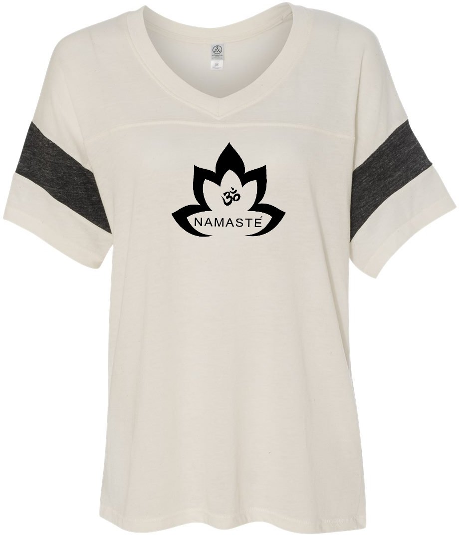 Black Namaste Lotus Eco-Friendly V-neck Yoga Tee