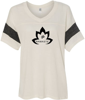 Black Namaste Lotus Eco-Friendly V-neck Yoga Tee