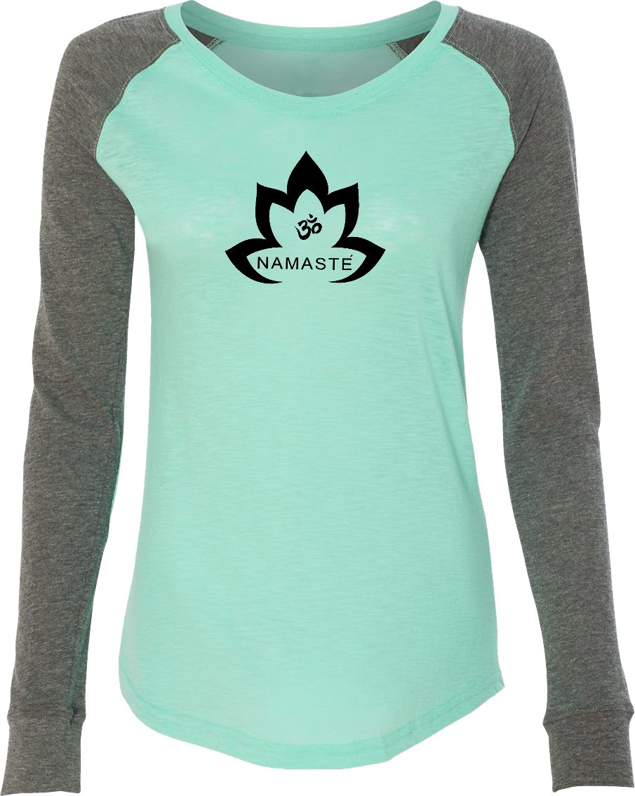 Black Namaste Lotus Preppy Patch Elbow Yoga Tee