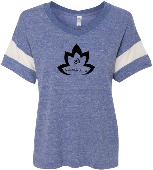 Black Namaste Lotus Eco-Friendly V-neck Yoga Tee