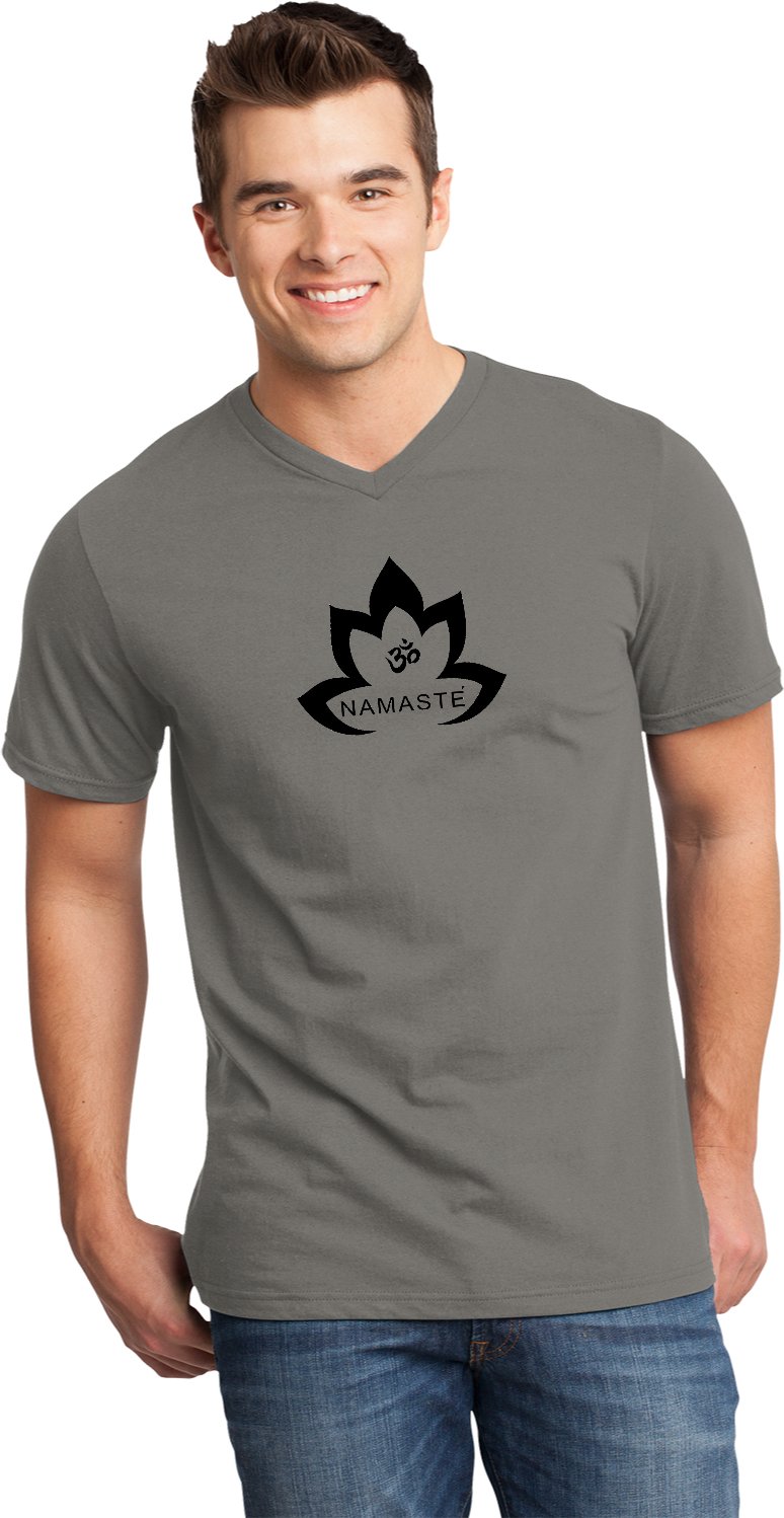 Black Namaste Lotus Important V-neck Yoga Tee