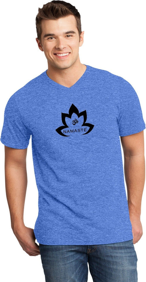 Black Namaste Lotus Important V-neck Yoga Tee