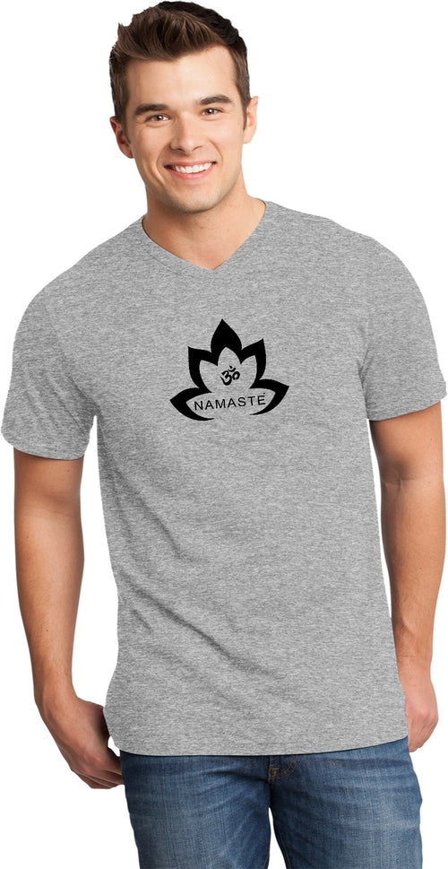 Black Namaste Lotus Important V-neck Yoga Tee