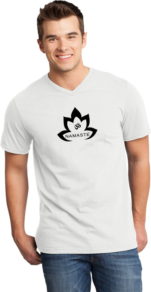 Black Namaste Lotus Important V-neck Yoga Tee