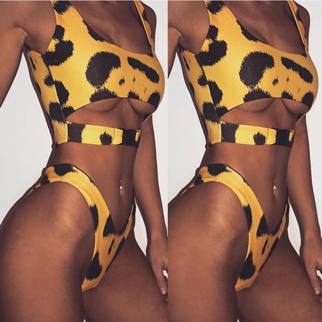 New Style Women Buckle Leopard Bikini Push-Up