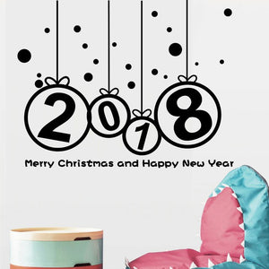 New Year 2018 Merry Christmas Wall Sticker Home
