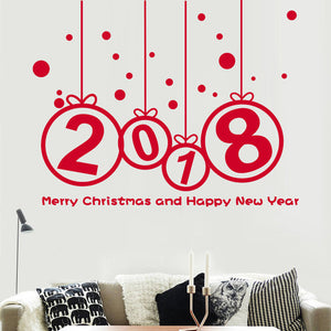 New Year 2018 Merry Christmas Wall Sticker Home