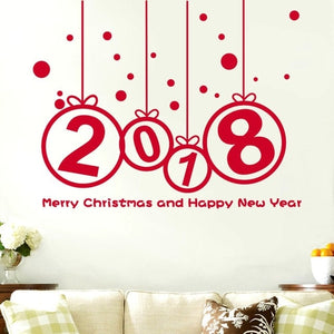 New Year 2018 Merry Christmas Wall Sticker Home