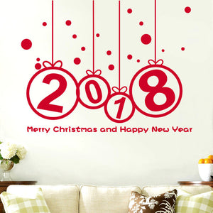New Year 2018 Merry Christmas Wall Sticker Home